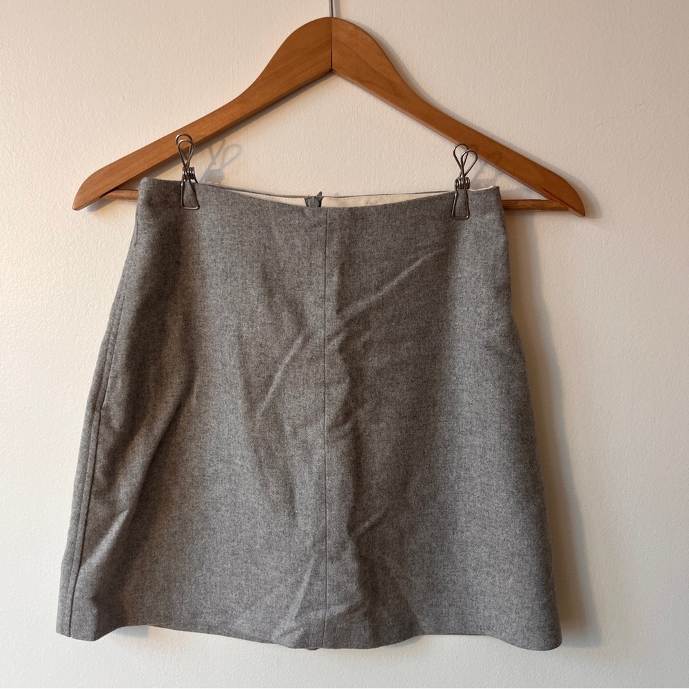 Wilfred Essonne Grey A-line Wool-Cashmere Mini Skirt with Pockets
